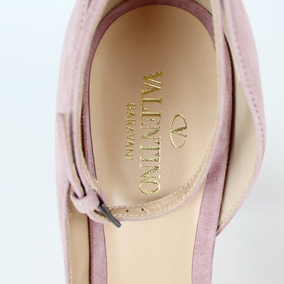 NEW VALENTINO GARAVANI d'Orsay Heeled Rhinestone Suede Sandal - Picture 9 of 14